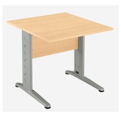 Bureau droit hêtre L 80 cm, piétement L métal - O-line 2