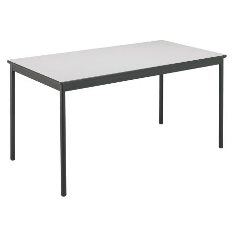 Mesa multiforma Confort. Rectangular 140 x 70 cm. Patas negras/Tablero gris.