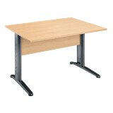Bureau droit hêtre L 120 cm, piétement L métal - O-line 2