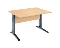 Bureau droit hêtre L 120 cm, piétement L métal - O-line 2