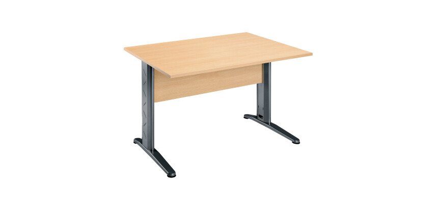 Bureau droit hêtre L 120 cm, piétement L métal - O-line 2