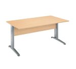 Bureau droit hêtre L 160 cm, piétement L métal - O-line 2