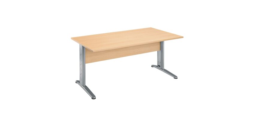 Bureau droit hêtre L 160 cm, piétement L métal - O-line 2