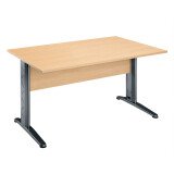 Bureau droit hêtre L 140 cm, piétement L métal - O-line 2