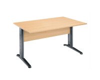 Bureau droit hêtre L 140 cm, piétement L métal - O-line 2