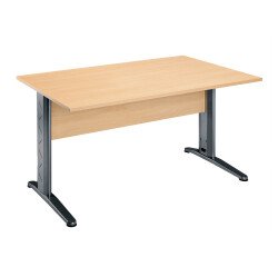 Bureau droit hêtre L 140 cm, piétement L métal - O-line 2