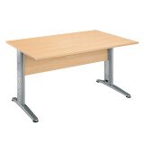Bureau droit Altys L 140 x P 80 cm plateau hêtre piétement L métal aluminium