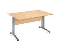 Bureau droit hêtre L 140 cm, piétement L métal - O-line 2