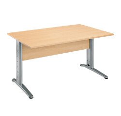 Bureau droit hêtre L 140 cm, piétement L métal - O-line 2