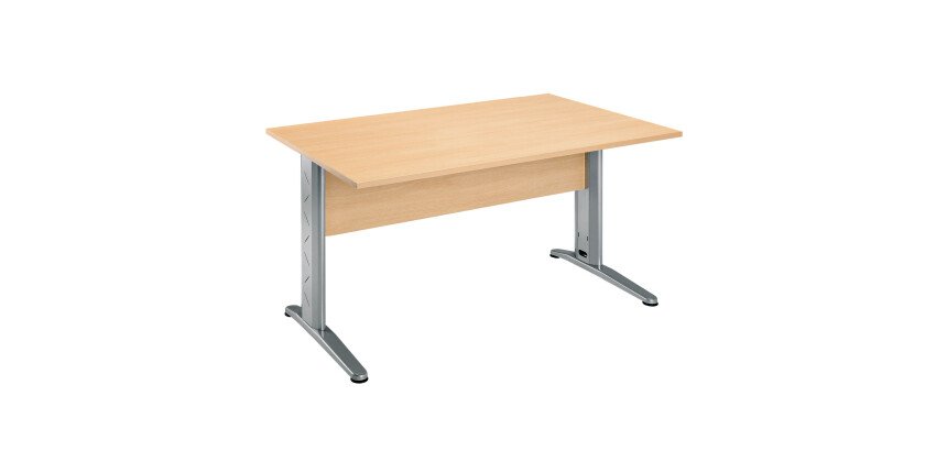 Bureau droit hêtre L 140 cm, piétement L métal - O-line 2