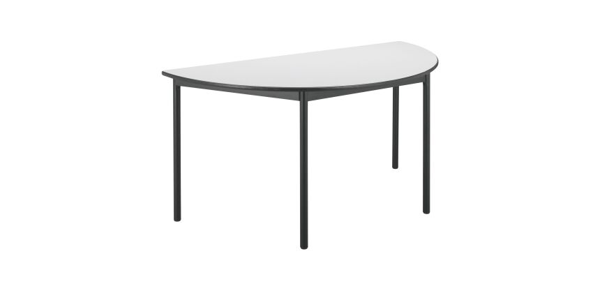 Table multi-usages demi-rond L 140 x P 70 cm, piétement noir - Confort