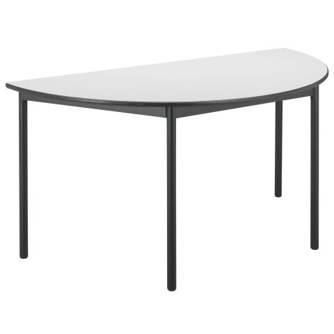 Mesa multiforma Gris Confort semirredonda diámetro 140 cm patas negras