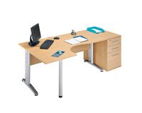 Scrivania angolare Altys con allungo gambe ad L in metallo