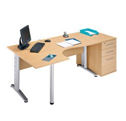 Scrivania angolare Altys con allungo gambe ad L in metallo