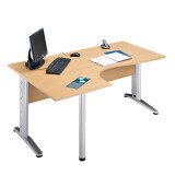 Scrivania angolare Altys L 160 cm faggio allungo a sinistra  base L metallo alluminio