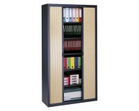 Metallschrank mit Jalousietüren, zerlegbar, Dekor