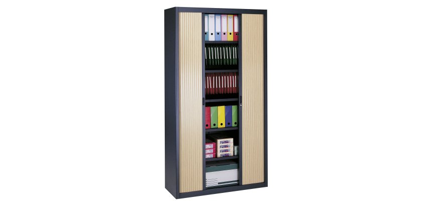 Demontabele metalen kast met roldeur Decor
