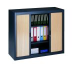 Armoire basse à rideaux démontables Décor 100 x 120 cm corps anthracite