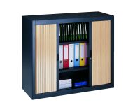 Armoire basse à rideaux démontables Décor 100 x 120 cm corps anthracite