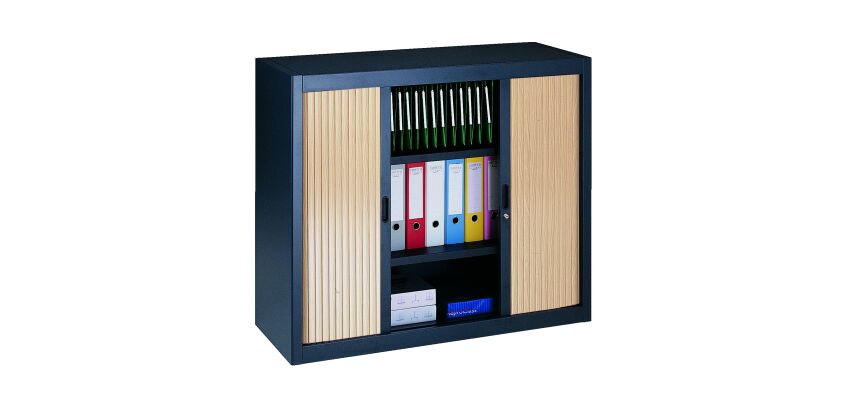 Armoire basse à rideaux démontables Décor 100 x 120 cm corps anthracite