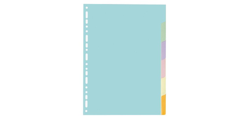 Intercalaires neutres A4 Exacompta Forever carte recyclée colorée 6 onglets - 1 jeu