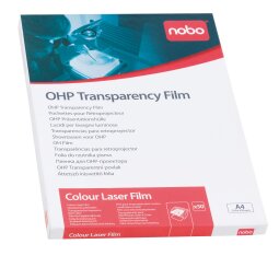 Doos met transparante film voor overhead projector