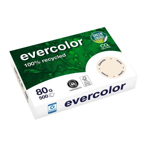 Papel A4 color 80 g Clairefontaine Evercolor - Paquete de 500 hojas marfil