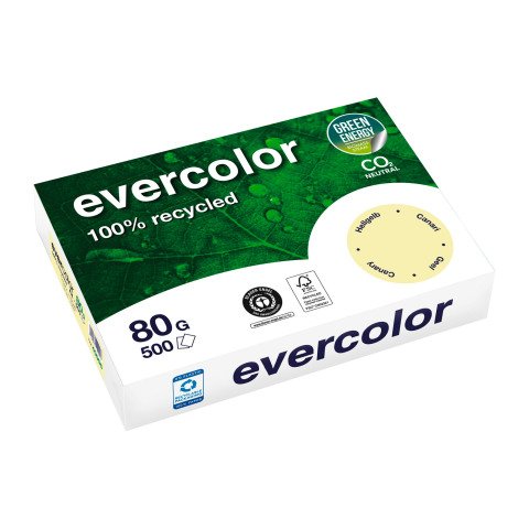 Papel A4 color 80 g Clairefontaine Evercolor - Paquete de 500 hojas canario