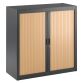 Armoire basse à rideaux démontables Décor 100 x 100 cm corps anthracite