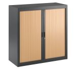 Armoire basse à rideaux démontables Décor 100 x 100 cm corps anthracite