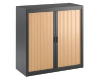 Armoire basse à rideaux démontables Décor 100 x 100 cm corps anthracite