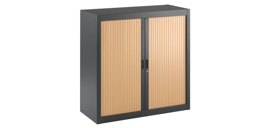 Armoire basse à rideaux démontables Décor 100 x 100 cm corps anthracite