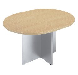 Convertible oval meeting table W140 x D120 cm with Excellens crossed legs.