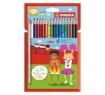 Crayon de couleur Stabilo Color couleurs assorties dont 3 fluos - Pochette de 18