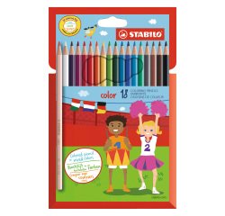 Crayon de couleur Stabilo Color couleurs assorties dont 3 fluos - Pochette de 18