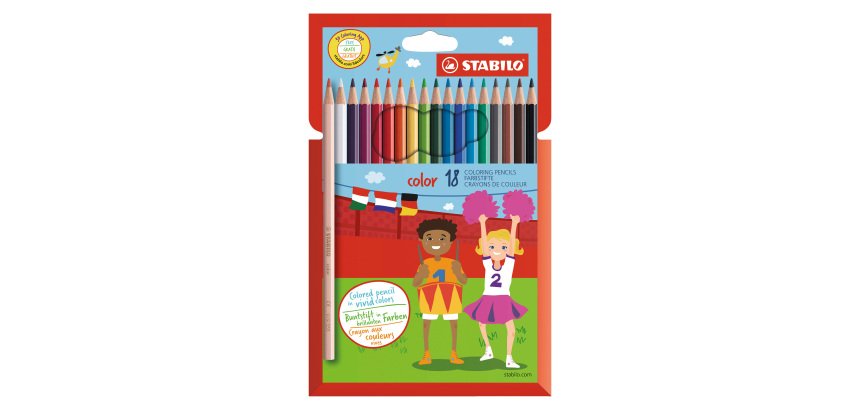 Crayon de couleur Stabilo Color couleurs assorties dont 3 fluos - Pochette de 18