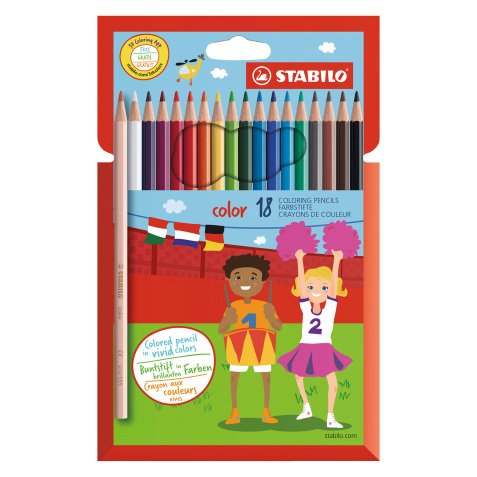 Etui 18 kleurpotloden Stabilo waarvan 3 fluo