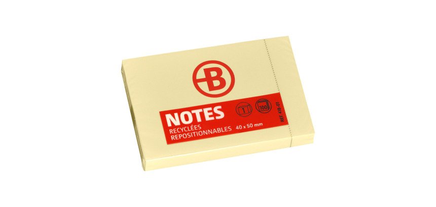 Blocco appunti  40 x 50 mm da 100 fogli notes riposizionabili riciclati giallo Bruneau