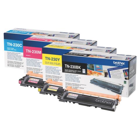 Brother TN230 Pack 4 tóneres originales negro + 3 colores (2200 + 3x1400 páginas)