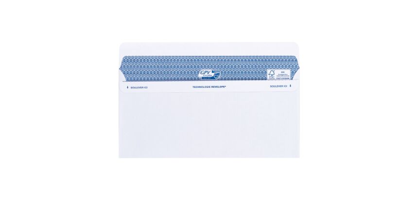 Enveloppe 112 x 225 mm Secure GPV 90 g sans fenêtre blanche - Boîte de 100