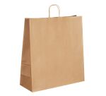 Sac magasin kraft naturel brun poignées torsadées 48 x 45 x 17 cm - Carton de 50