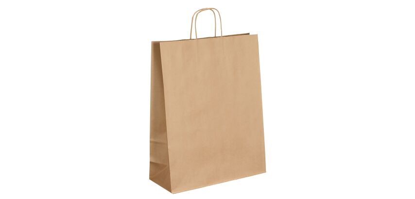 Sacs kraft brun poignées torsadées 110 g/m² - 50 sacs