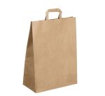 Sac magasin kraft naturel brun poignées plates 44 x 32 x 17 cm - Carton de 50