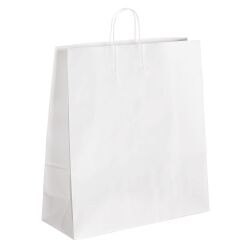 Sac magasin kraft naturel blanc poignées torsadées 44 x 35 x 14 cm - Carton de 50