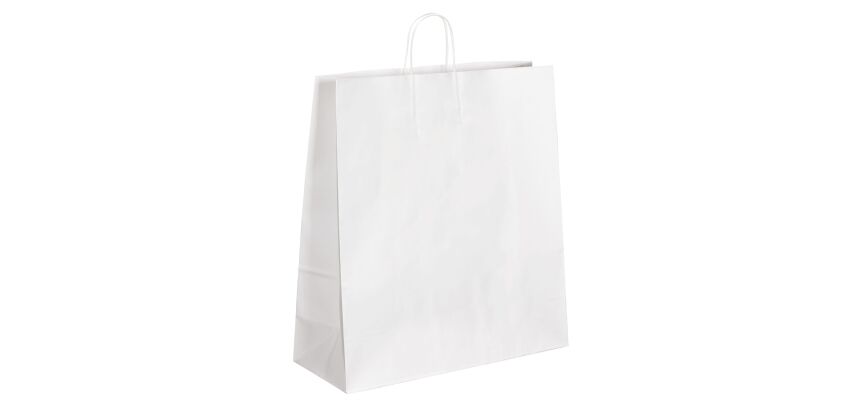 Sac magasin kraft naturel blanc poignées torsadées 44 x 35 x 14 cm - Carton de 50