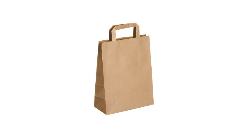 Sacs kraft brun poignées plates qualité 80 g/m² - 50 sacs