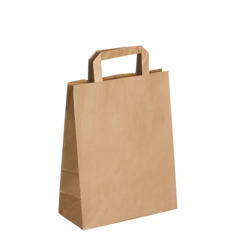 PQ 50 Bolsas Kraft Marrón Asas Planas 32 x 17 x 44 cm