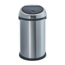 Poubelle inox 60 litres Brabantia Touch Bin ronde mat