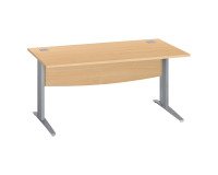 Bureau droit hêtre L 160 cm piètement " L" métal Essens