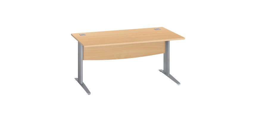 Bureau droit hêtre L 160 cm piètement " L" métal Essens